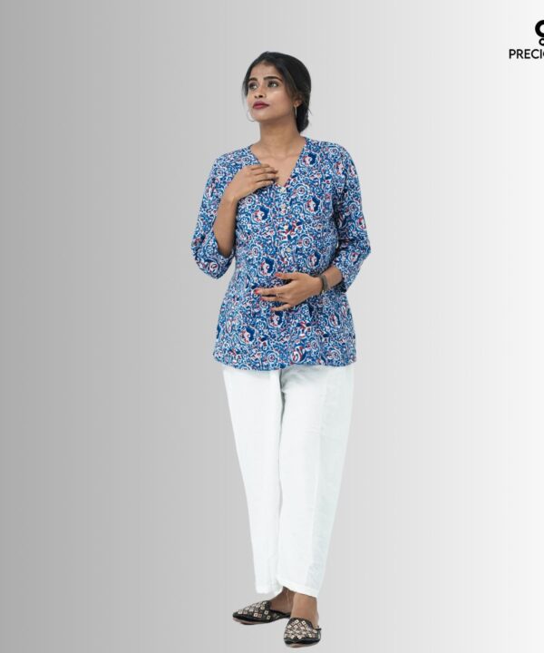 Kalamkari printed maternity short top