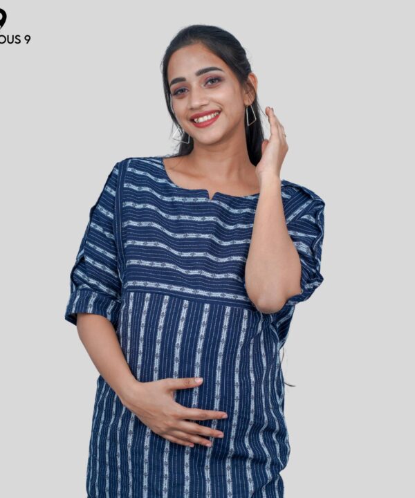 Kantha printed cotton maternity short top